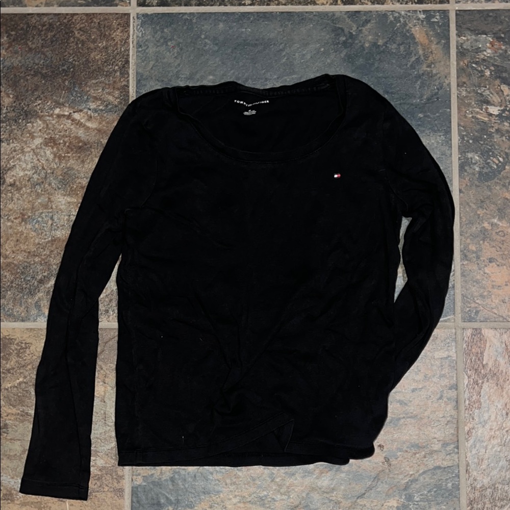 Tommy Hilfiger Black Fitted Long Sleeve T-Shirt